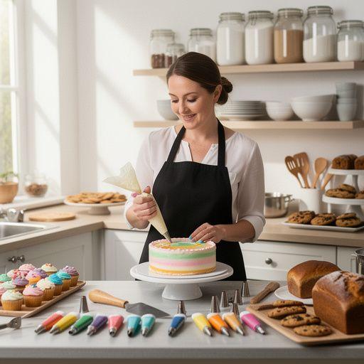 Eine Auswahl an köstlichen Gebäcken, darunter Croissants, Eclairs und Törtchen auf einem Tisch.