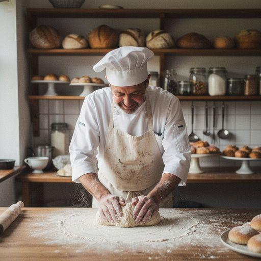Eine Bäckerin, die mit präzisen Bewegungen zartes Gebäck für eine Meisterklasse vorbereitet.
